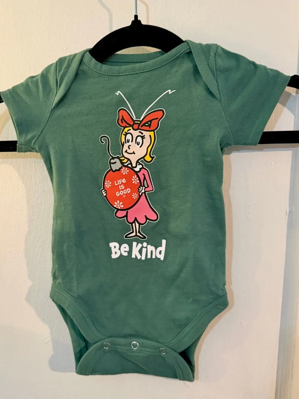 Life Is Good Baby Cindy-Lou Christmas Short-Sleeve Crusher Bodysuit BRAND NWT